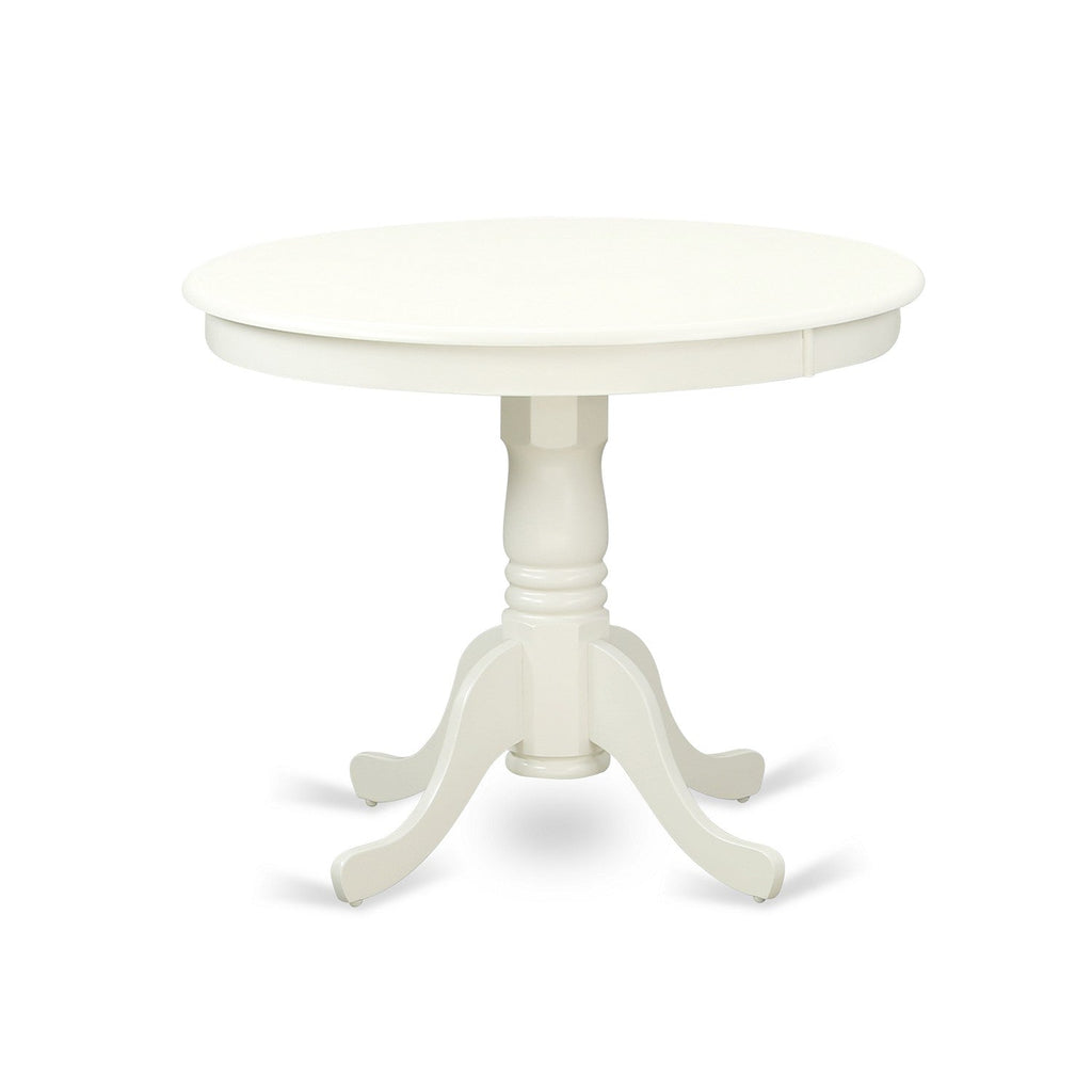 EAST WEST FURNITURE - ANVE3-LWH-15 - 3 Pc Dining Room Set - 2 Baby Blue Linen Fabric Dining Chairs with High Back and 1 Removable leaf Dining Room Table - linen white Finish