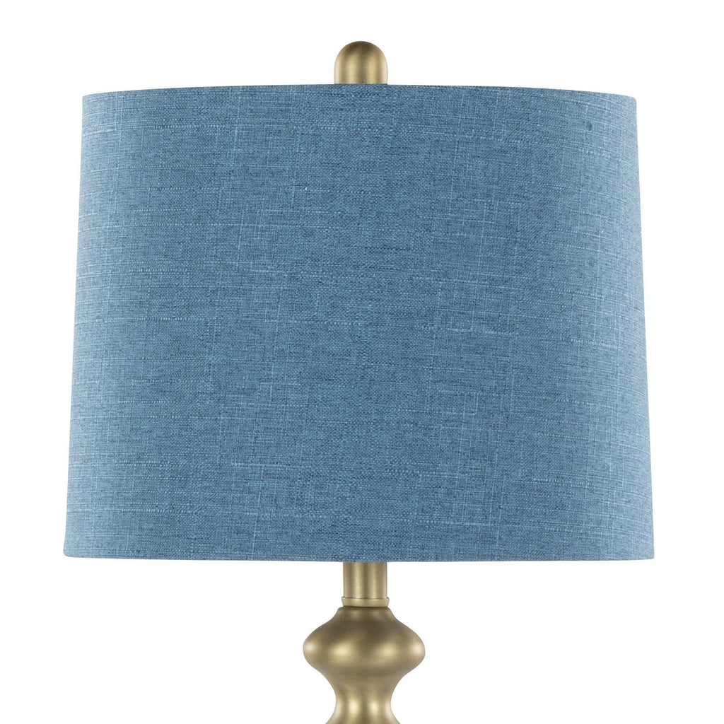 Ashland 27" Contemporary Metal Table Lamp Set in Gold with Linen Shades