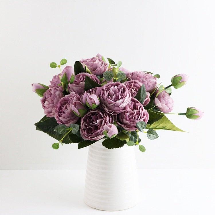 Artificial Roses Flowers Bundle Of Beautiful Silk Peony Bouquet For Home Wedding Party Scrapbook Decoration Accessories         Artificial Rose Flowers Bouquet Silk Flowers Rose for Home Bridal Wedding Party Festival Decor